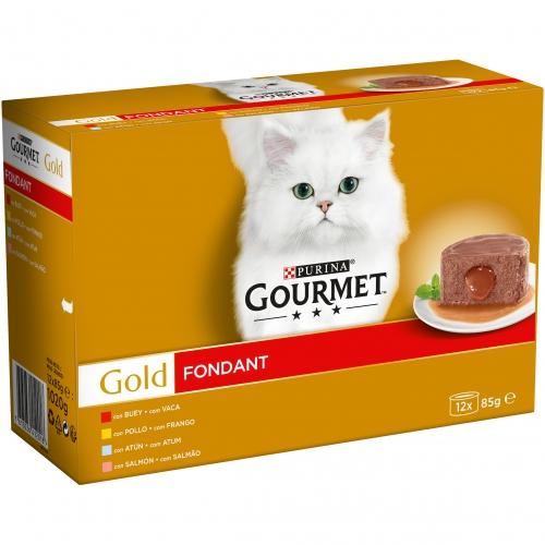 GOURMET GOLD Fondant Poulet, Bœuf, Thon, Saumon Multipack 12 x 85 g