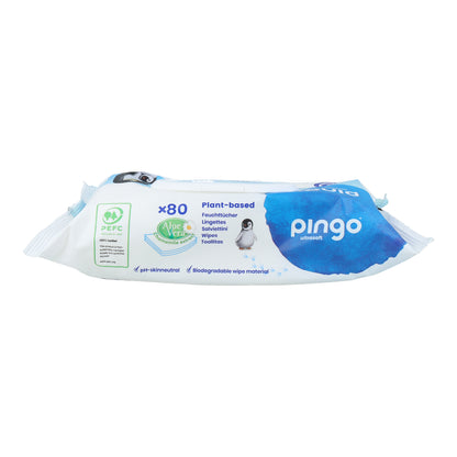 Chusteczki nawilżane w 100% biodegradowalne 80 szt. Pingo