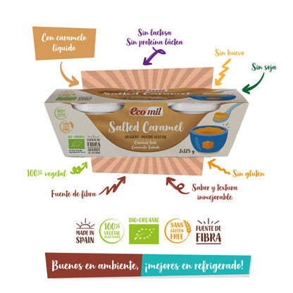 Ecomil Bio-Salzkaramell-Dessert, 2 Packungen à 125 g