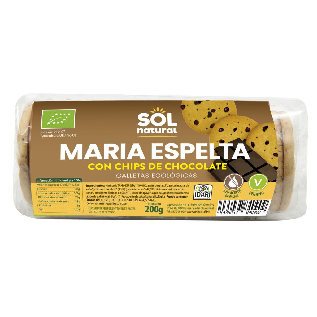 Biscotti Maria di farro con gocce di cioccolato Sol Natural 200 g