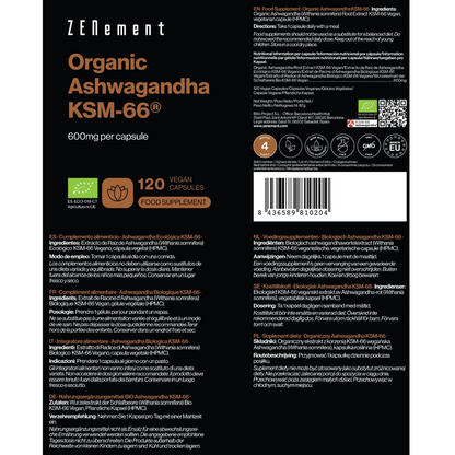 Ashwagandha ECO KSM-66 veganistisch Zenement 120 tabletten