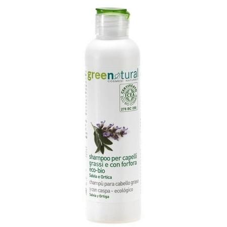 Shampoo gegen fettiges Haar und Schuppen mit Salbei und Brennnessel  Greenatural 250 ml