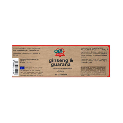 Ginseng et guarana 400 mg Obire, 90 gélules