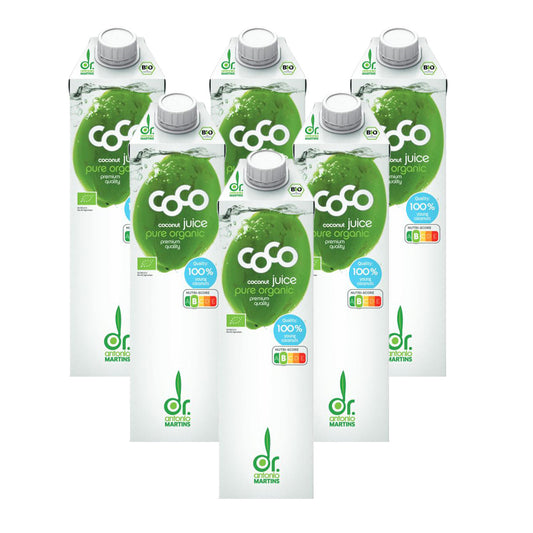 Pack 6x Eau de coco naturelle Dr. Martins 1 L
