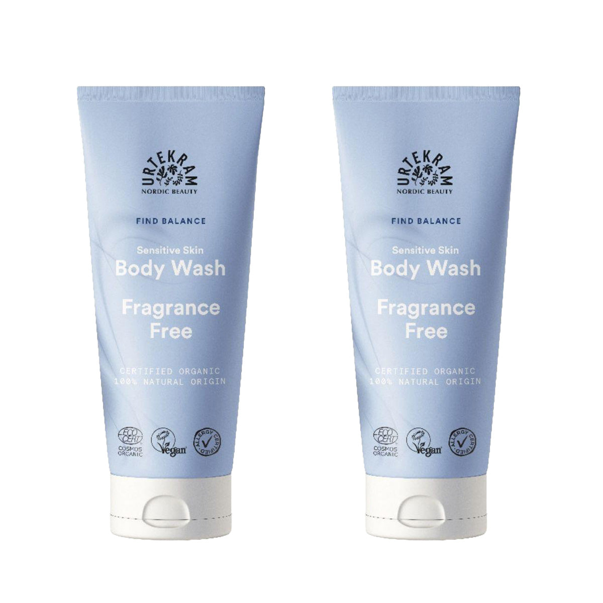 Lot de 2 gels douche sans parfum Urtekram