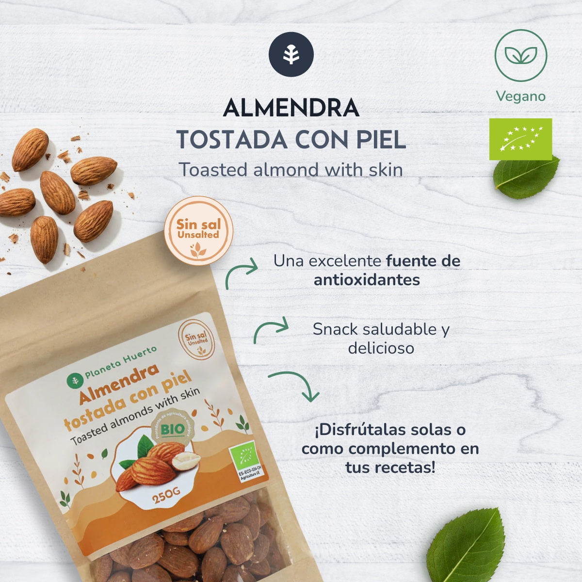 Almendra tostada con piel ECO Planeta Huerto 1 kg