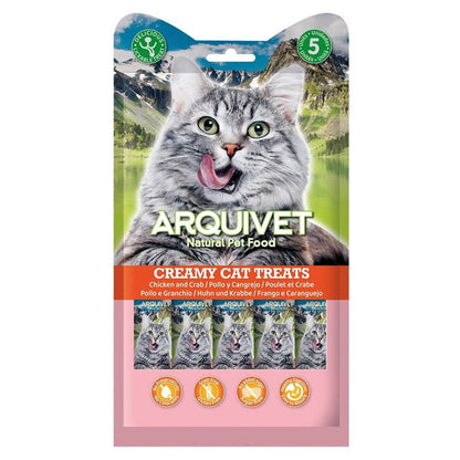 Creamy Cat Treats Snack crémeux au poulet et au crabe Arquivet 5x14 g