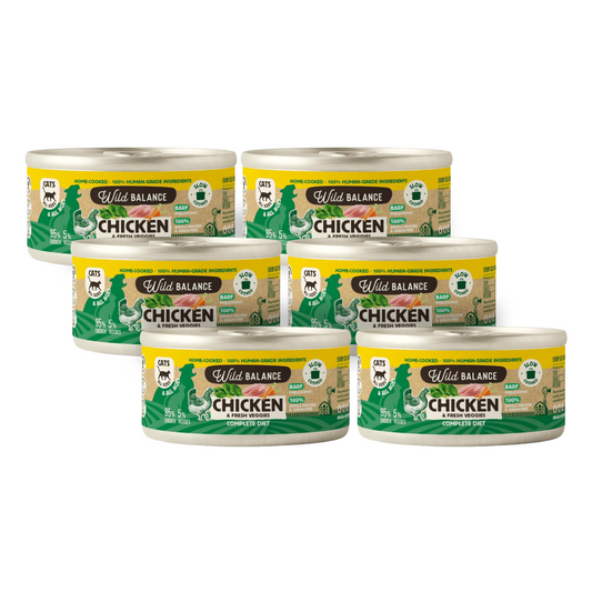 Pakket BARF-kippenblikjes voor katten 6 x 120 g Wild Balance