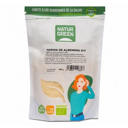 Glutenfri ekologisk mandelmjöl NaturGreen 300 g