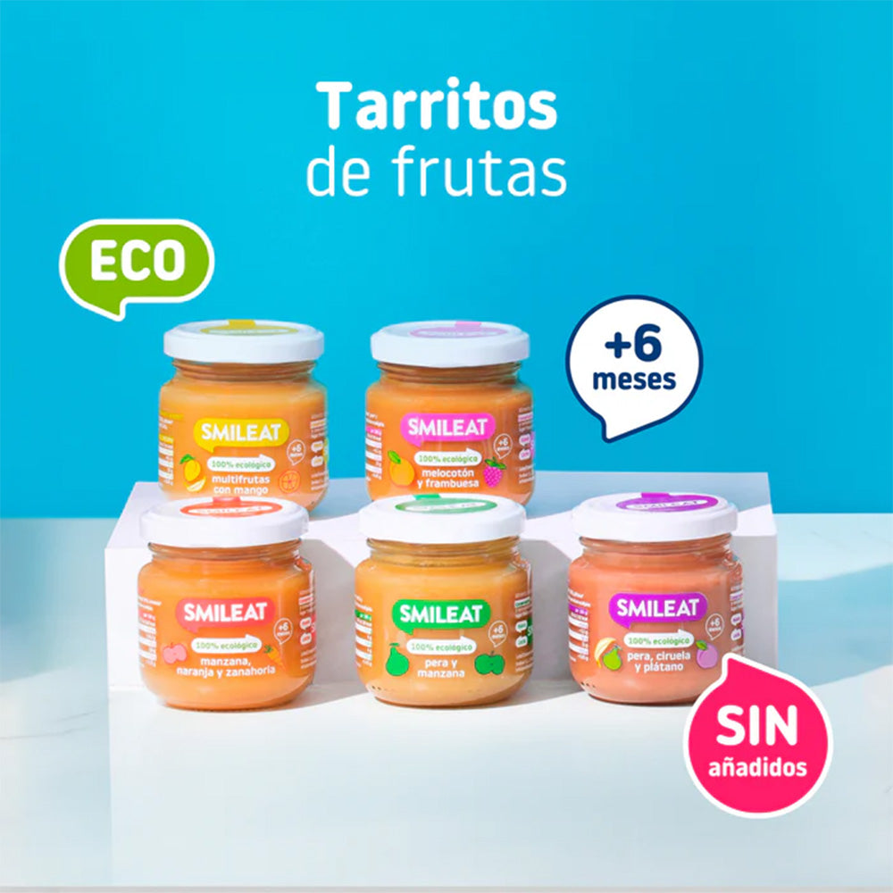 Pack of 12 Pear and Apple Jars +6 Months Smileat, 130 g