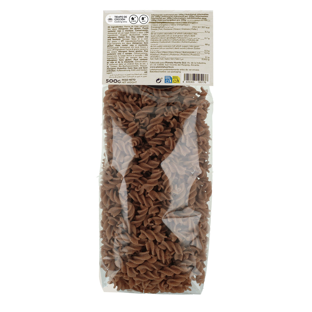 Spirales de sarrasin ECO sans gluten Planeta Huerto 500 g