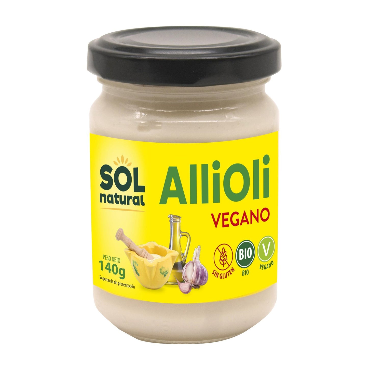 Vegane, glutenfreie Bio-Knoblauch-Aioli von Sol Natural, 140 g
