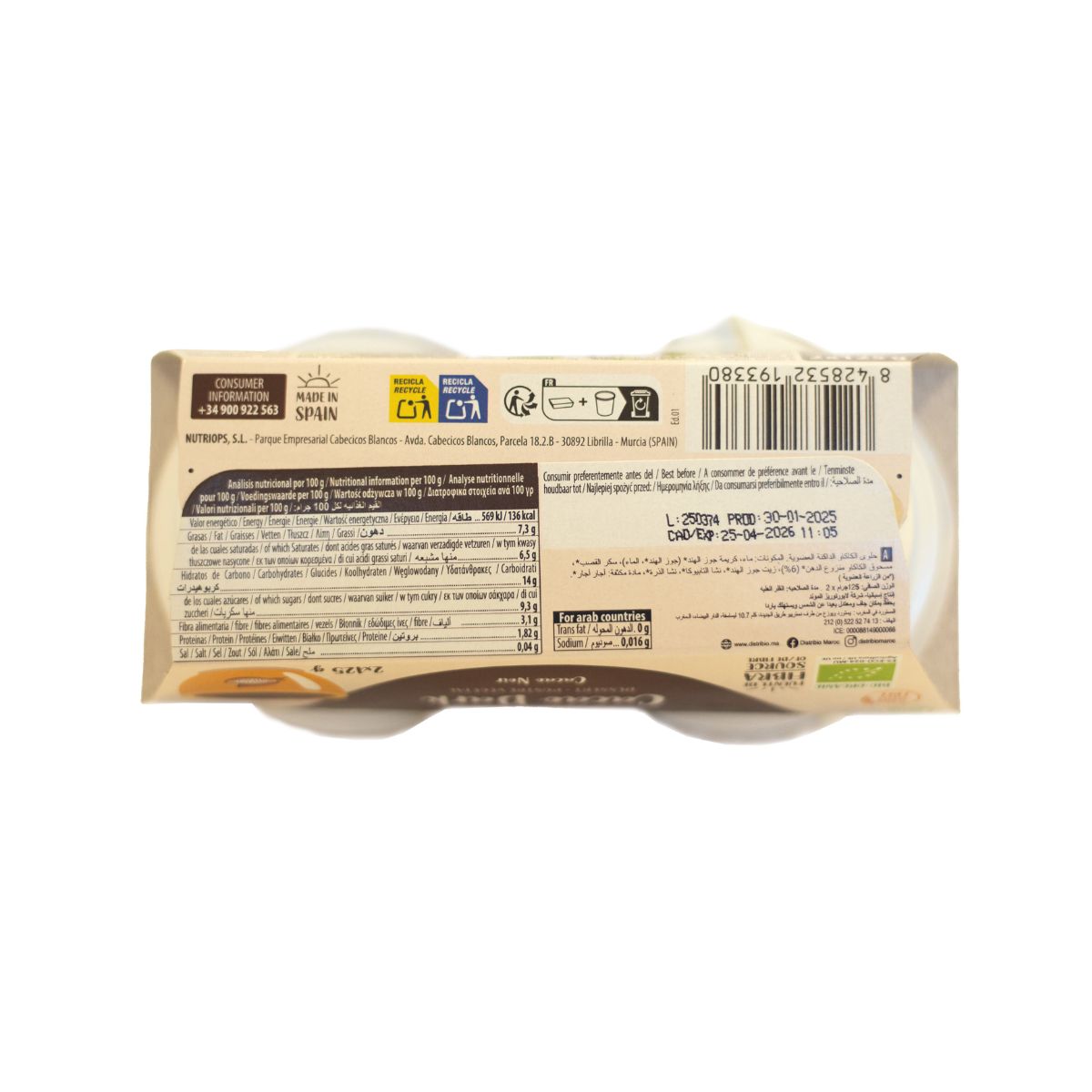 Dessert Cacao Dark Bio Ecomil 2 pezzi da 125 g