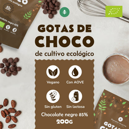 Gouttes de chocolat 85% de cacao ECO Planeta Huerto 200 g