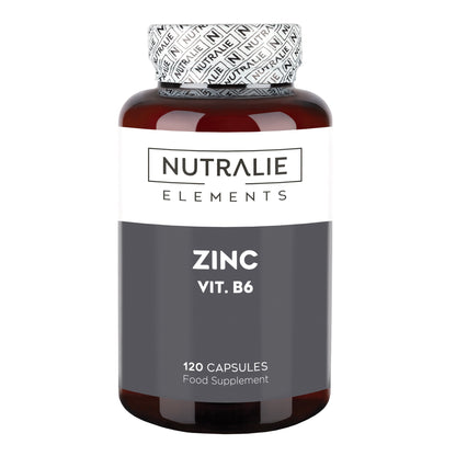 Nutralie Zinc avec vitamine B6 Acné Peau Cheveux Végétalien 120 gélules