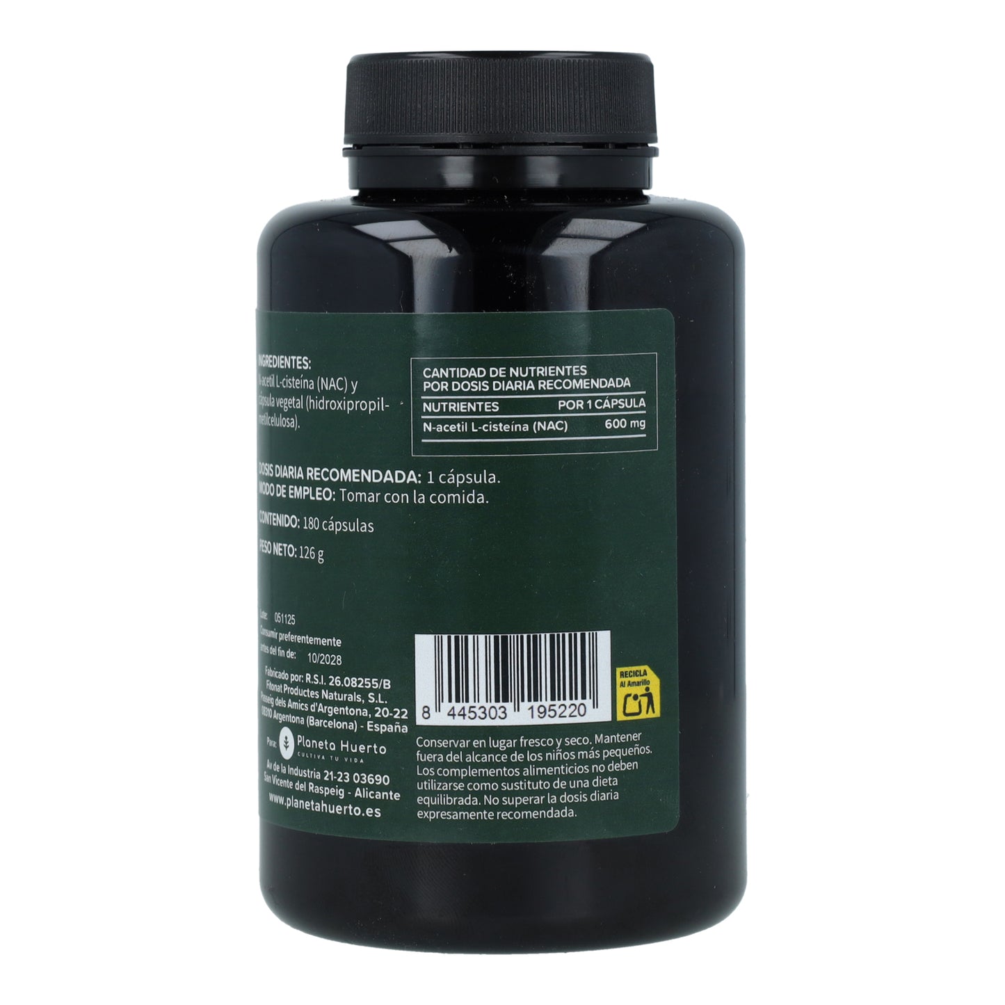 NAC 600mg Planeta Huerto 180 capsules
