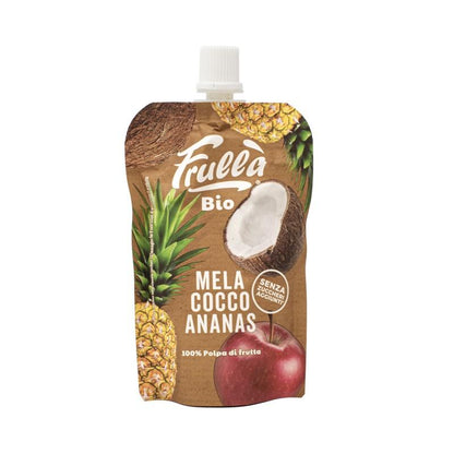 Pouche juice med äppel-, kokos- och ananaspuré Frulla 100 g