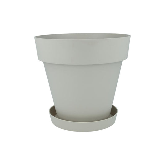 Zestaw doniczka z podstawką w kolorze ecru Tes 18 x 15 cm