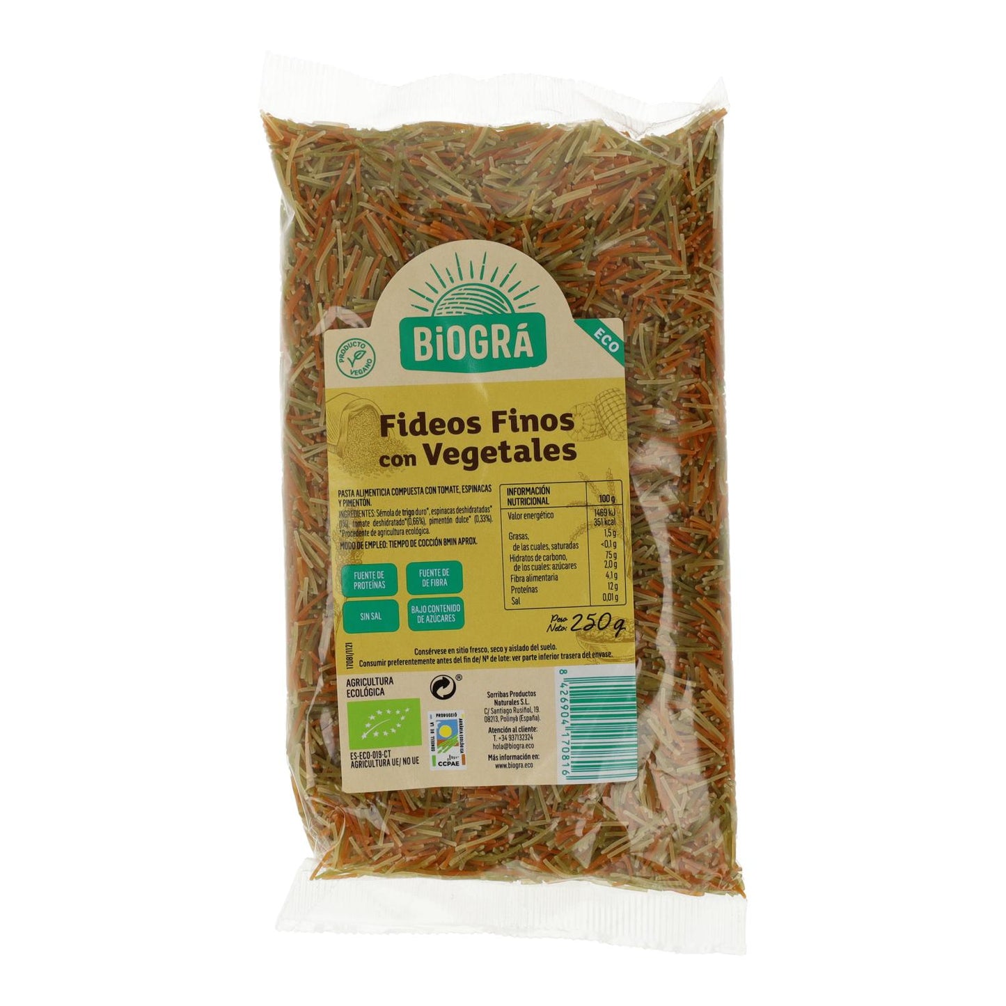 Biográ Fine Noodles with Vegetables 250 g