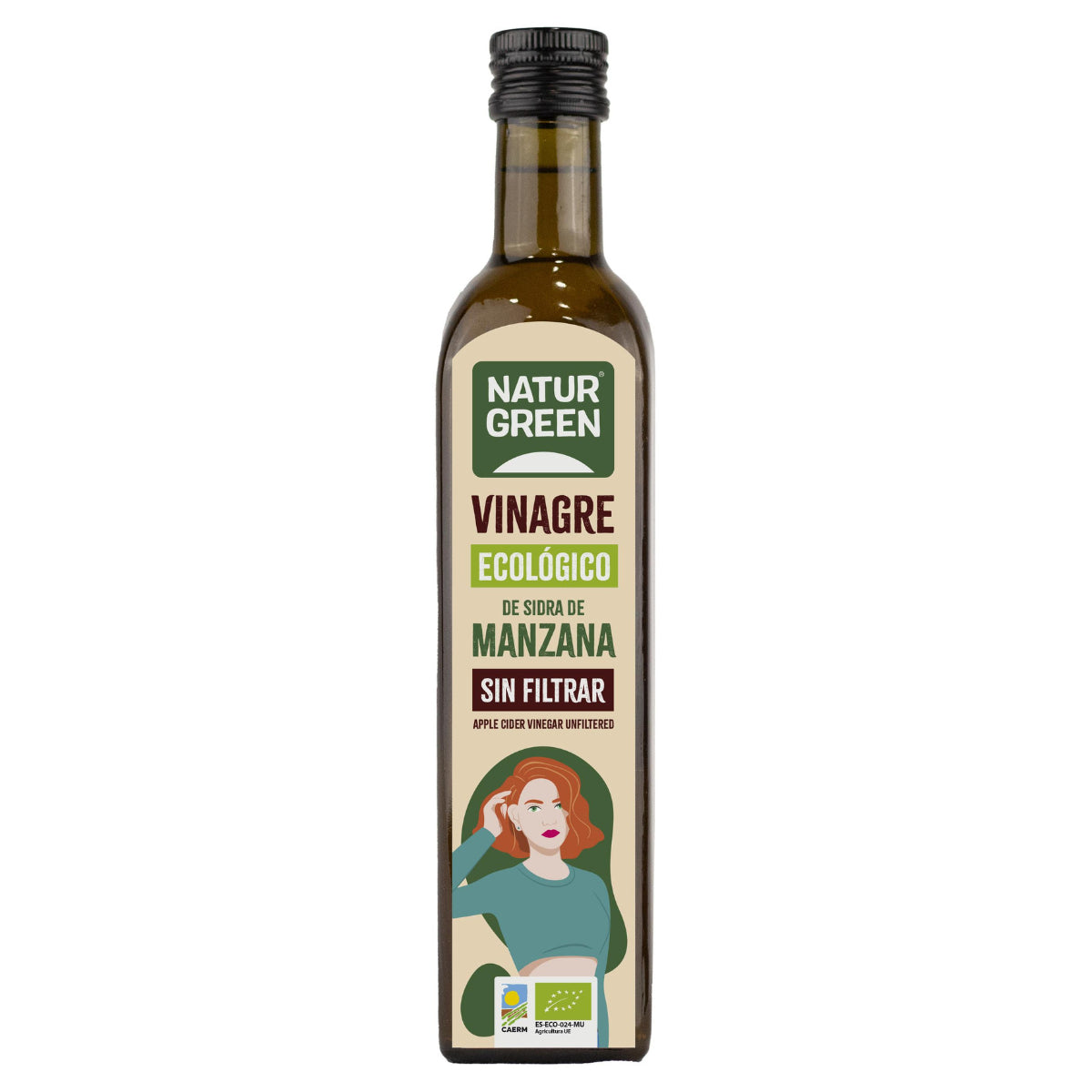 Lot de 6 bouteilles de vinaigre de cidre de pomme bio non filtré NaturGreen 500 ml