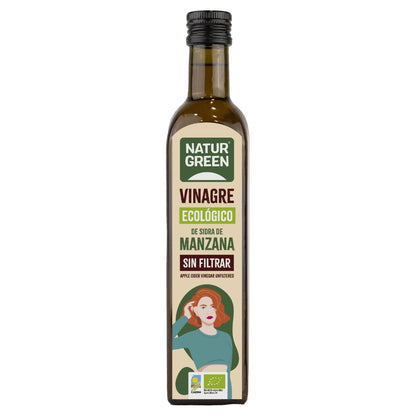 Lot de 6 bouteilles de vinaigre de cidre de pomme bio non filtré NaturGreen 500 ml