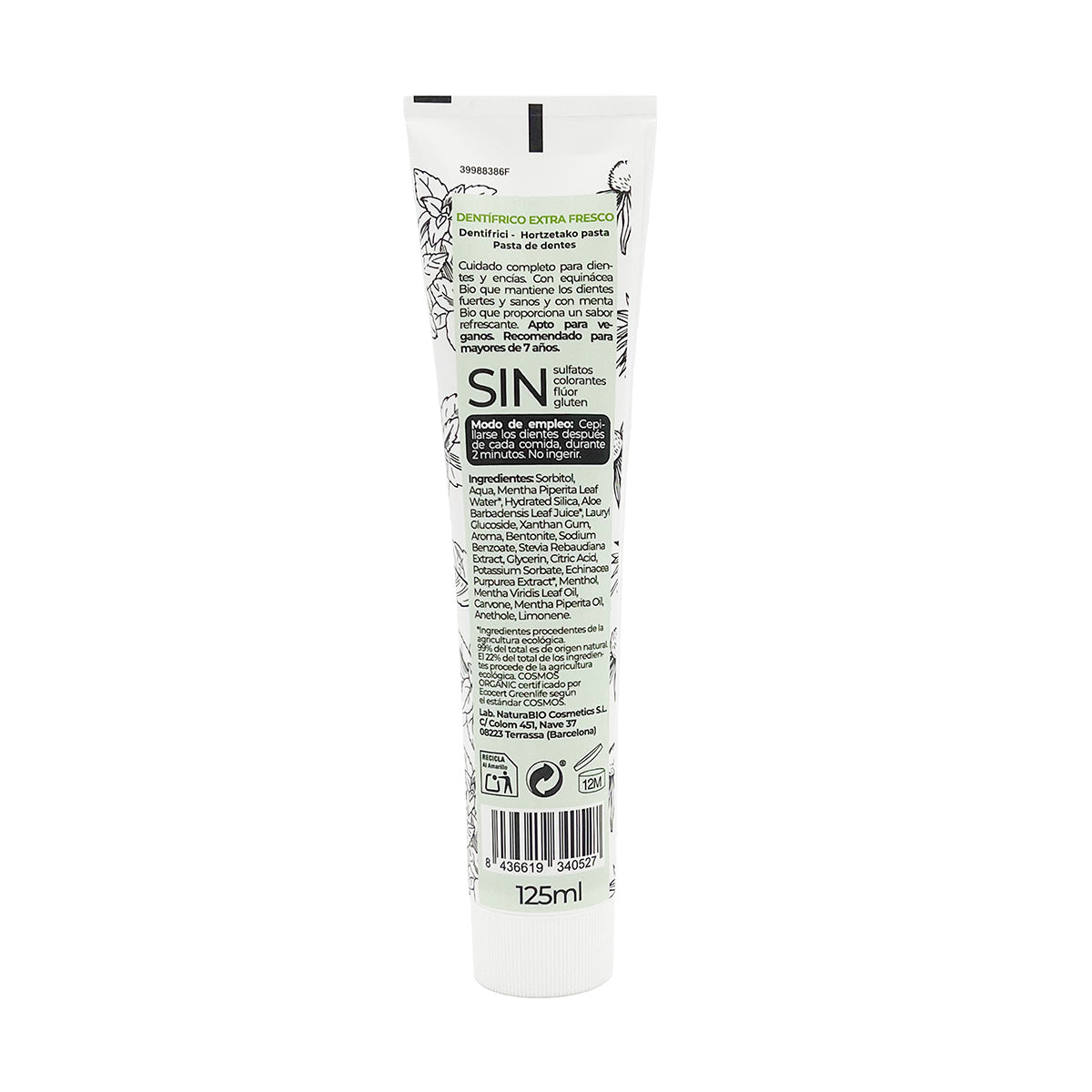 Extra Fresh Echinacea & Mint Organic Toothpaste, NuturaBio Cosmetics, 125 ml