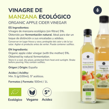 Pack 3 x Vinaigre de pomme ECO brut non filtré avec la mère Planeta Huerto 1 L