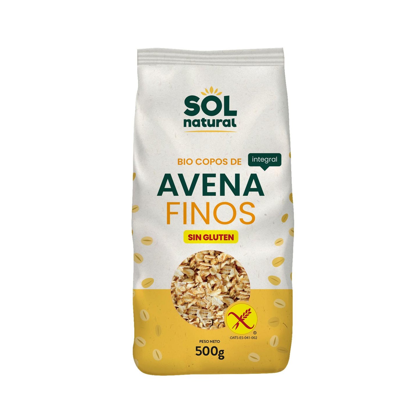 Glutenfria ekologiska fullkornsflingor Sol Natural 500 g