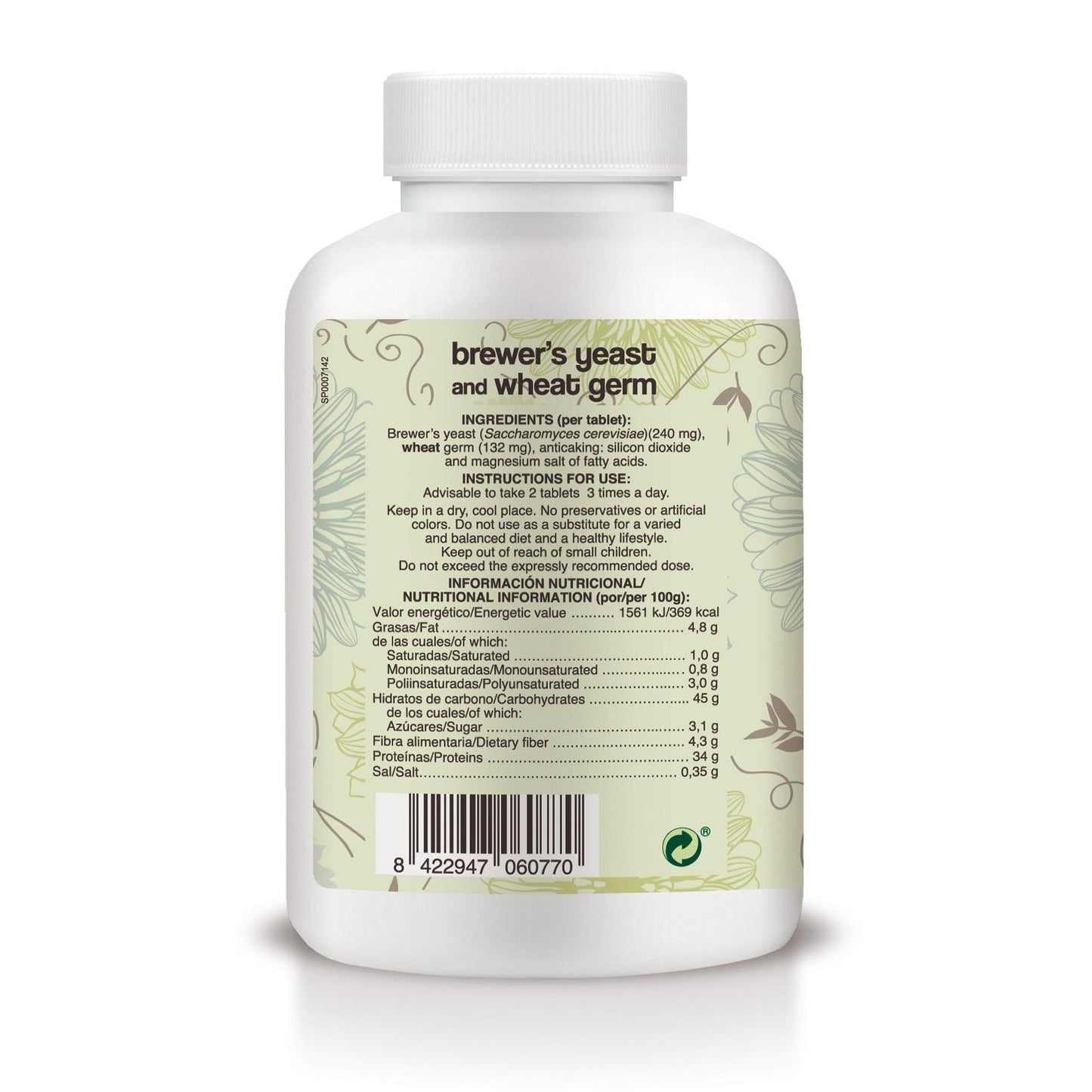 Germen de Trigo y Levadura de Cerveza Soria Natural, 500 comprimidos