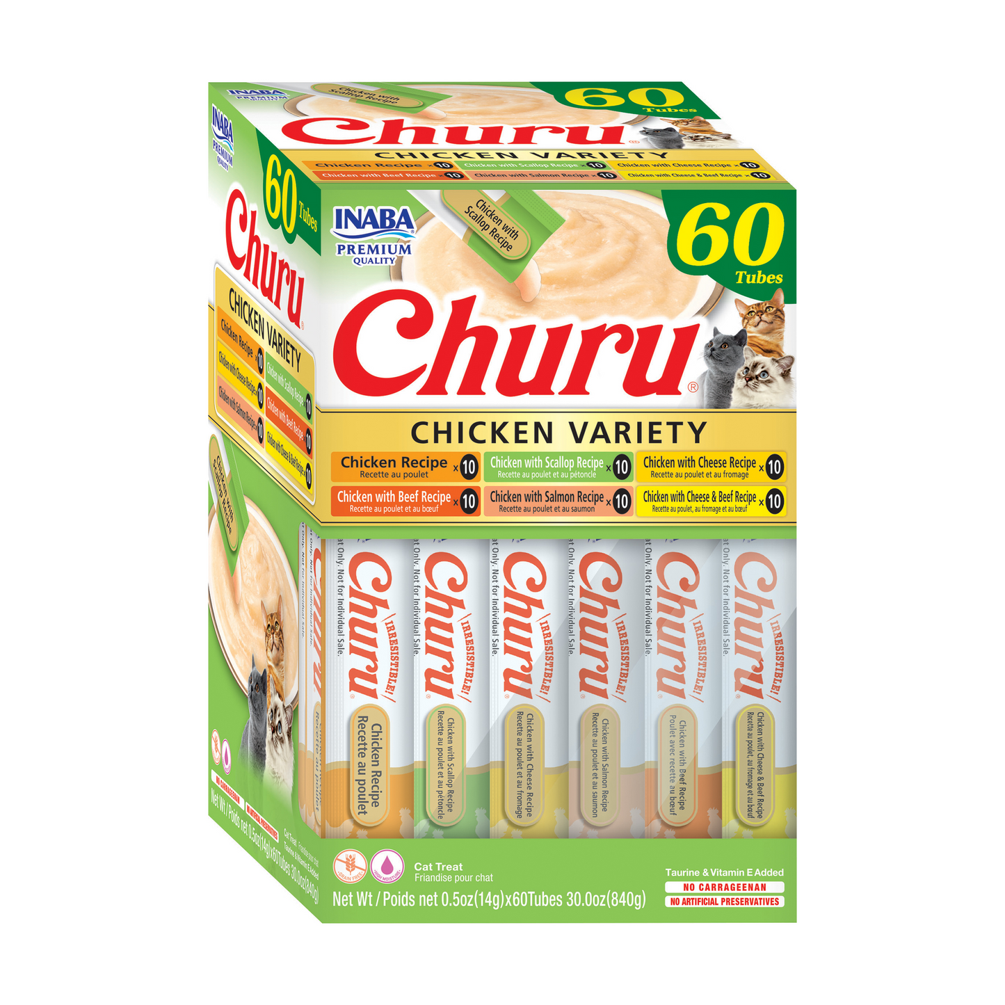 Churu Varietà di pollo Snack cremoso per gatti 60 x 14 g