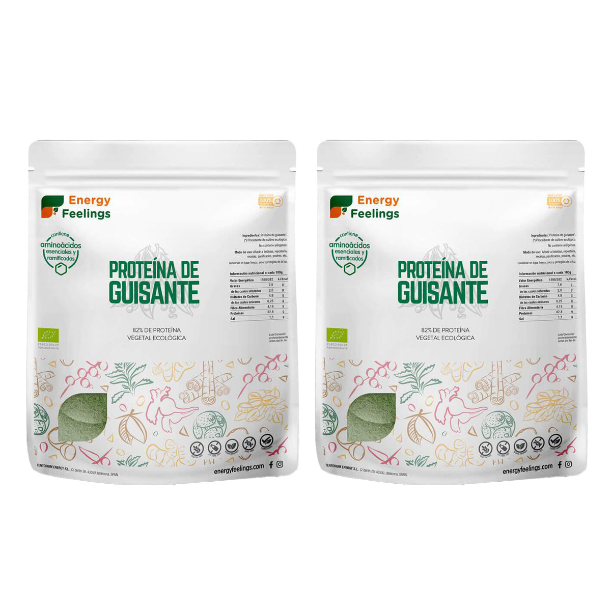 Pack 2x Protéines de pois ECO, Energy Feelings, 1 kg