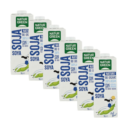 6er-Packung NaturGreen Nature BIO Zuckerfreies Sojagetränk 1L