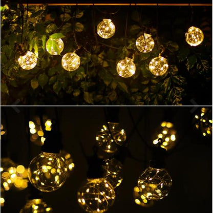 LED-girland 10 transparenta lampor, varmvitt, 8 m, för inomhus- och utomhusbruk