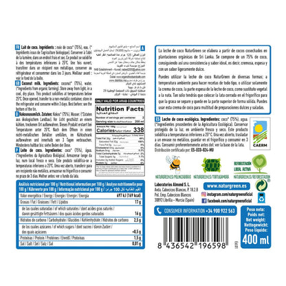 6-pack ekologisk kokosmjölk NaturGreen 400 g