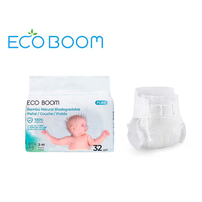 Couches en bambou Pure Premium ECO BOOM T3 (6 à 10 kg) 32 unités
