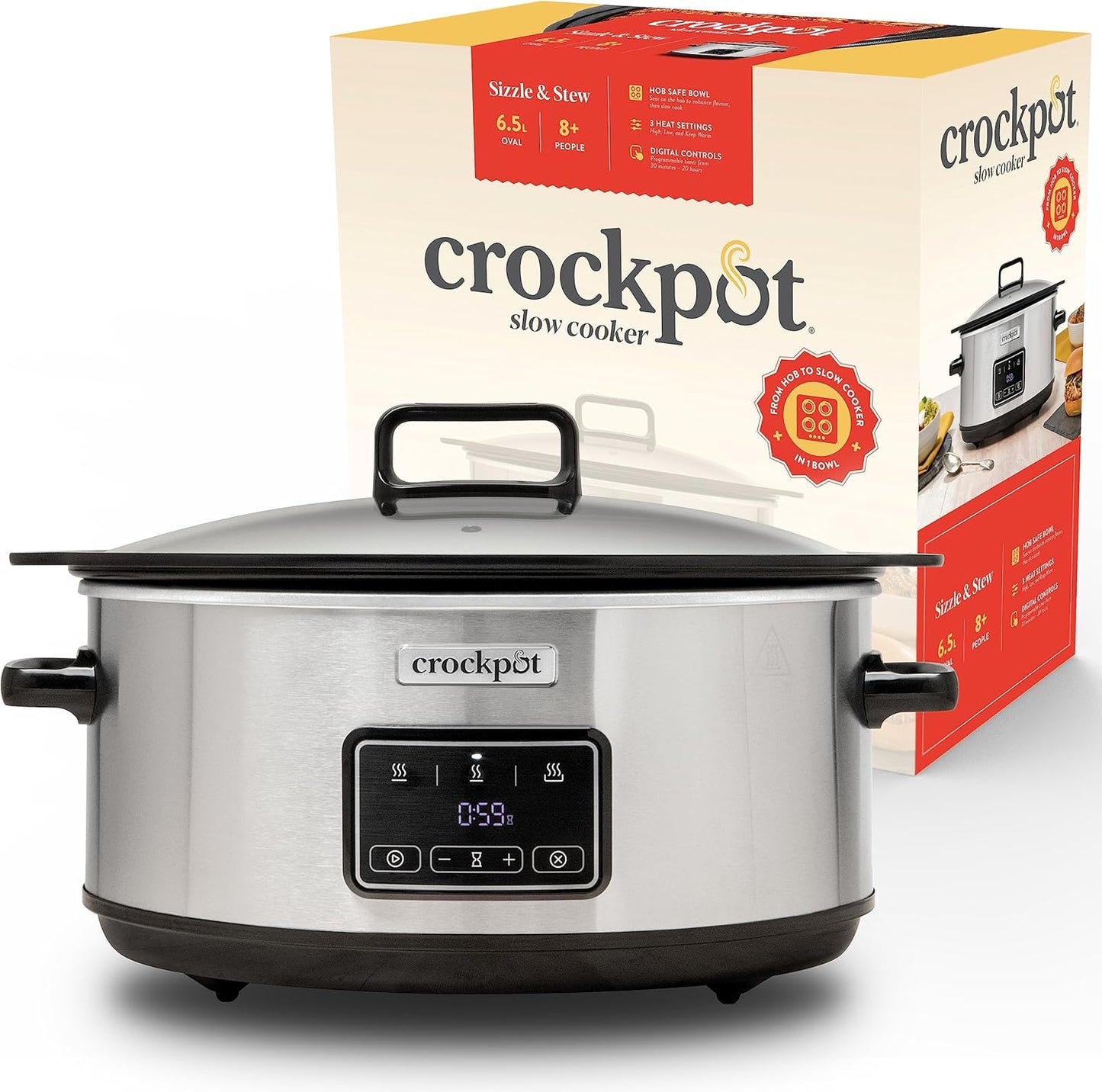 Crockpot Pentola elettrica a cottura lenta Sizzle & Stew 6,5 L CSC112X