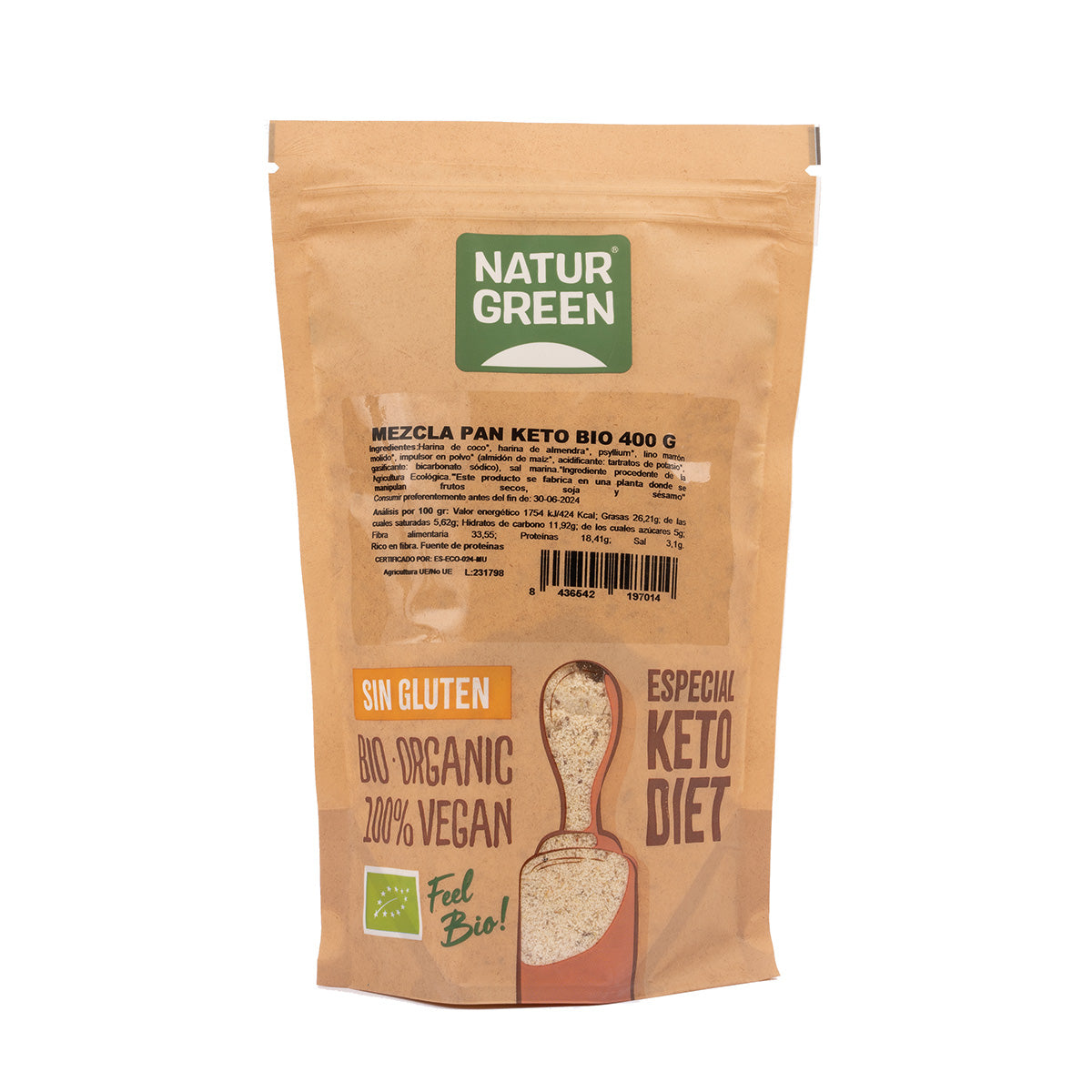 NaturGreen Glutenfreie Keto-Brotmehlmischung 400 g