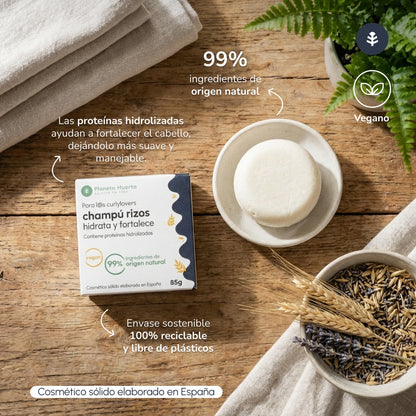 Curly Method Solid Shampoo med hydrolyserat protein Planeta Huerto 85 g