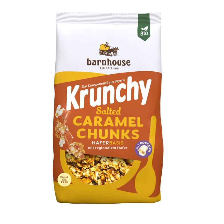 Knuspriges Hafermüsli mit gesalzenen Karamellstückchen BIO Barnhouse 500 g