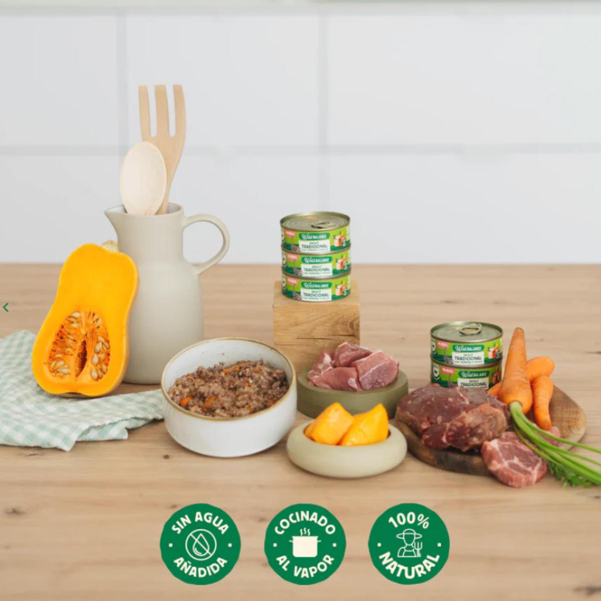 Lattina intera Ragù tradizionale di manzo e pollo per gatti Wild Balance 80 g