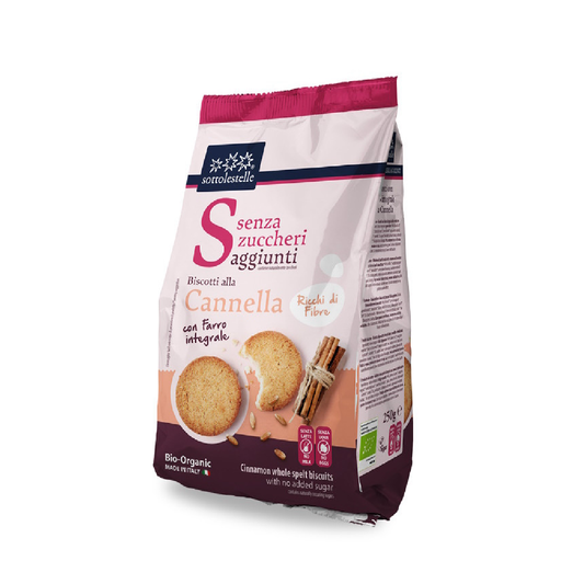 Biscuits à la farine d'épeautre et à la cannelle sans sucre Sottolestelle 250 g