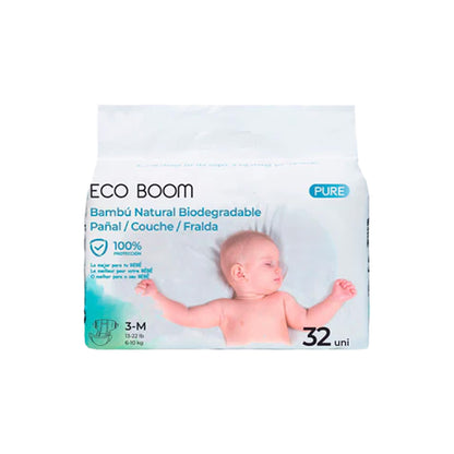 Couches en bambou Pure Premium ECO BOOM T3 (6 à 10 kg) 32 unités