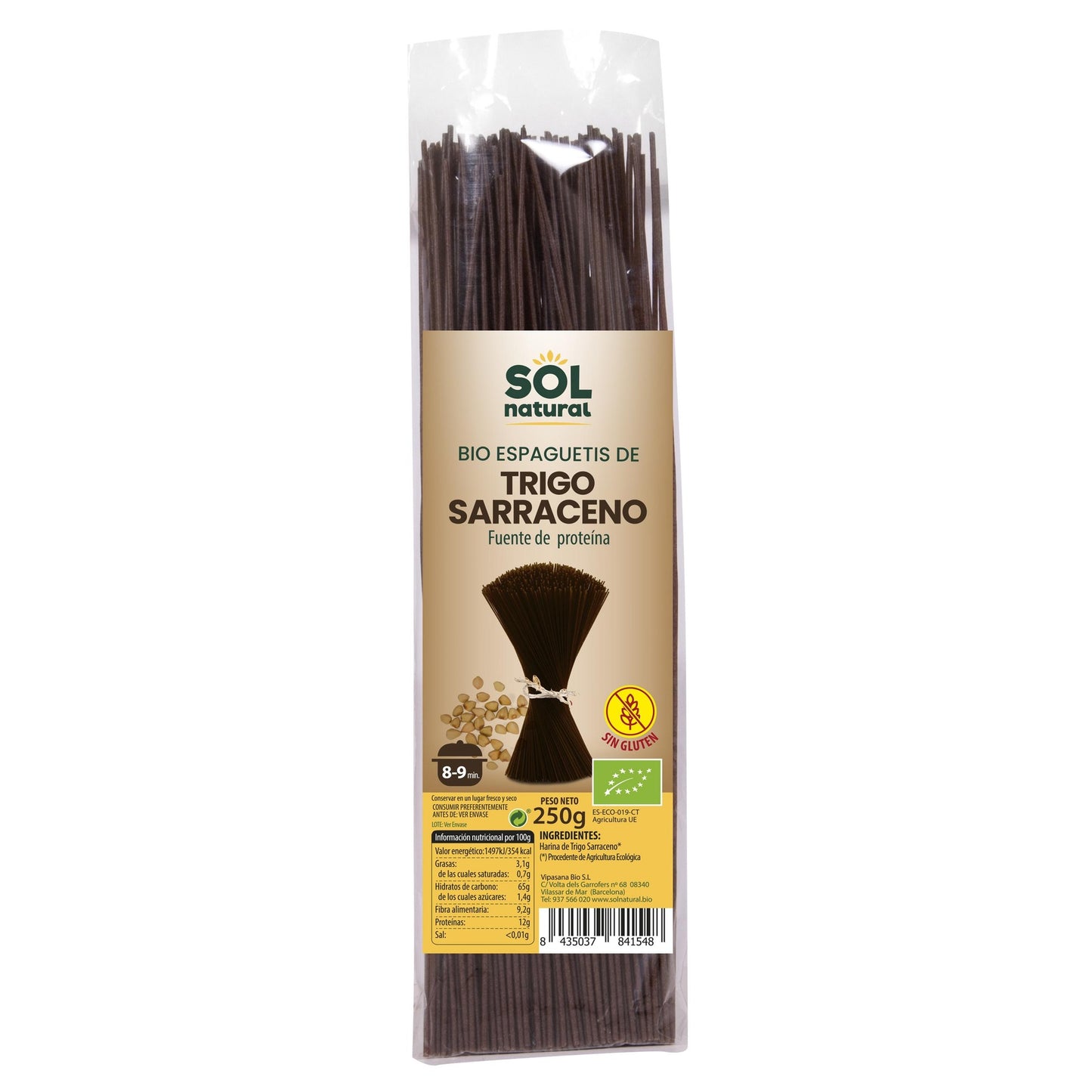 Spaghetti au sarrasin sans gluten bio Sol Natural 250 g
