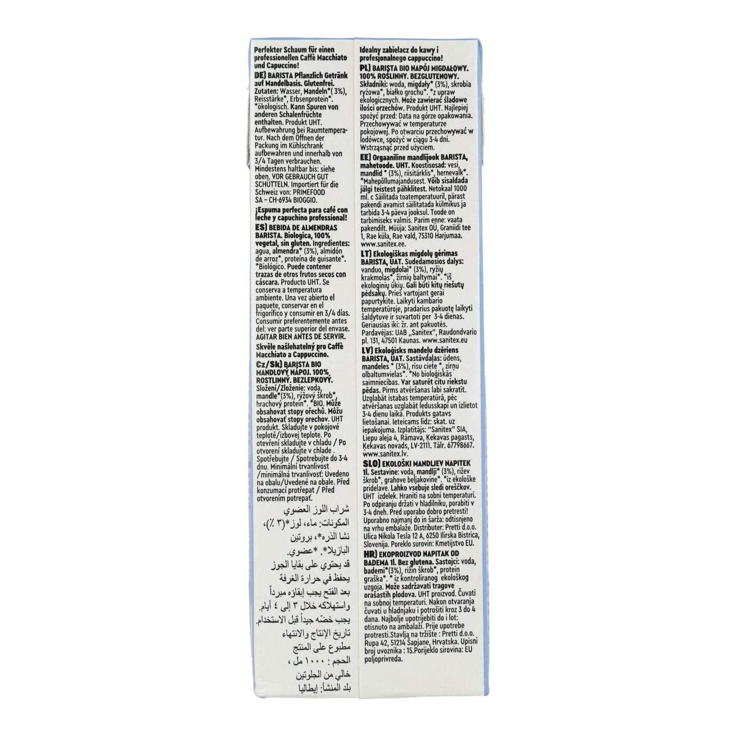 Glutenvrije amandeldrank Barista BIO Vitariz 1 L