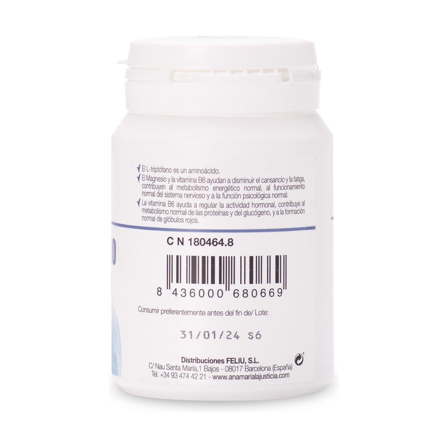 Tryptophan with Melatonin, Magnesium and Vitamin B6 Ana María la Justicia, 60 tablets