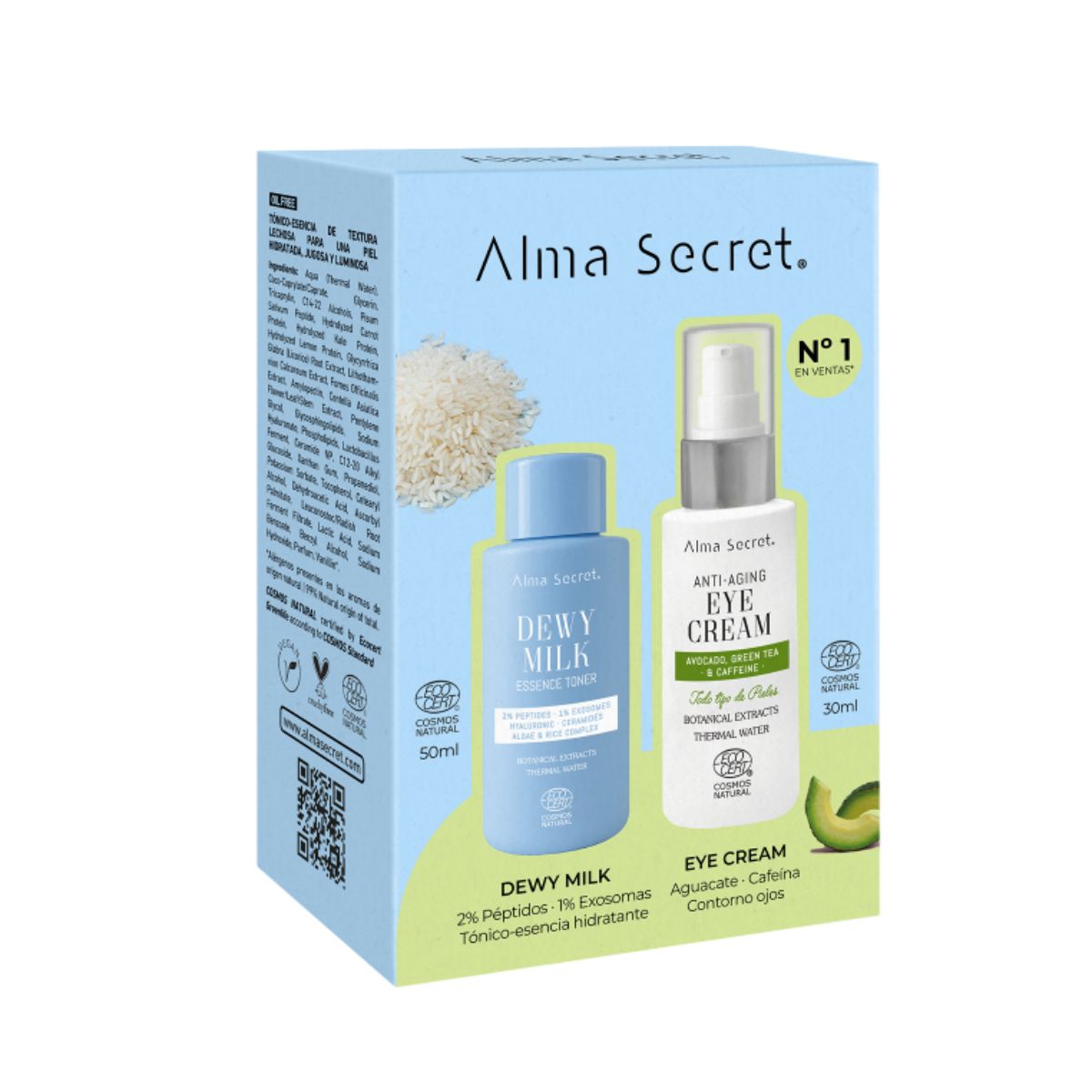 Cofre Contorno ojos aguacate 30 ml + Mini tónico dewy milk 50 ml