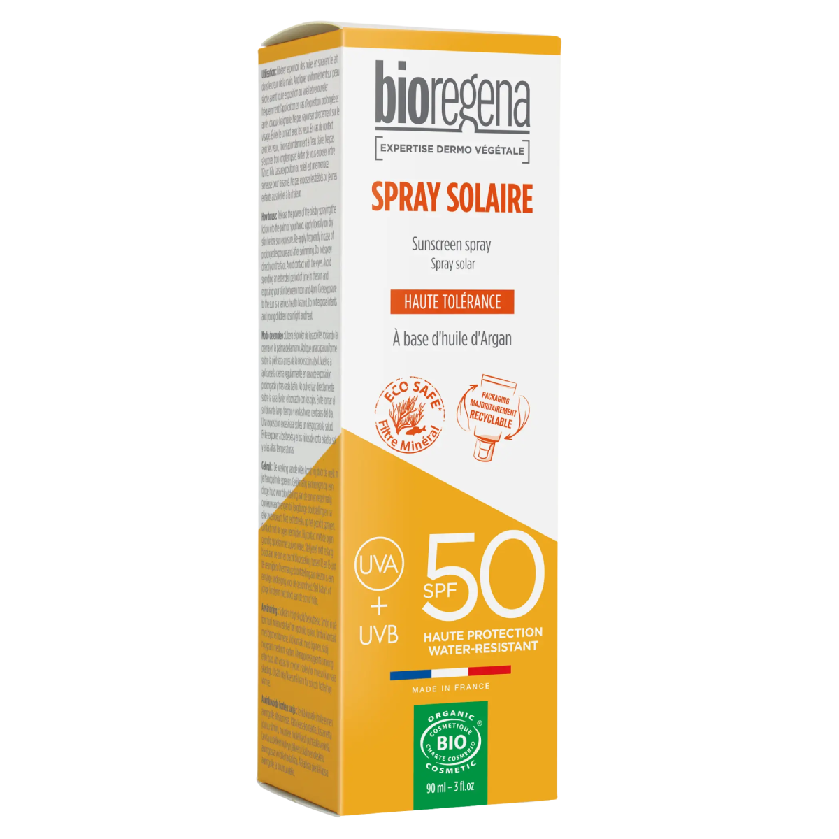 Bioregena Hypoallergenic Organic SPF 50 Spray Sunscreen for Adults, 90 ml