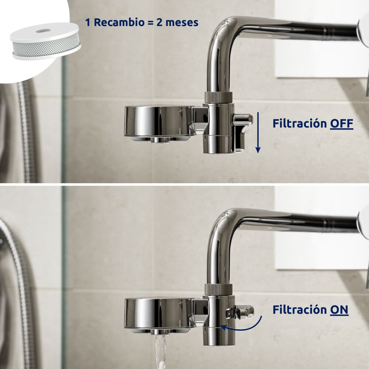 Filtre à eau pour robinet EcoPro Chrome Compact Tappwater