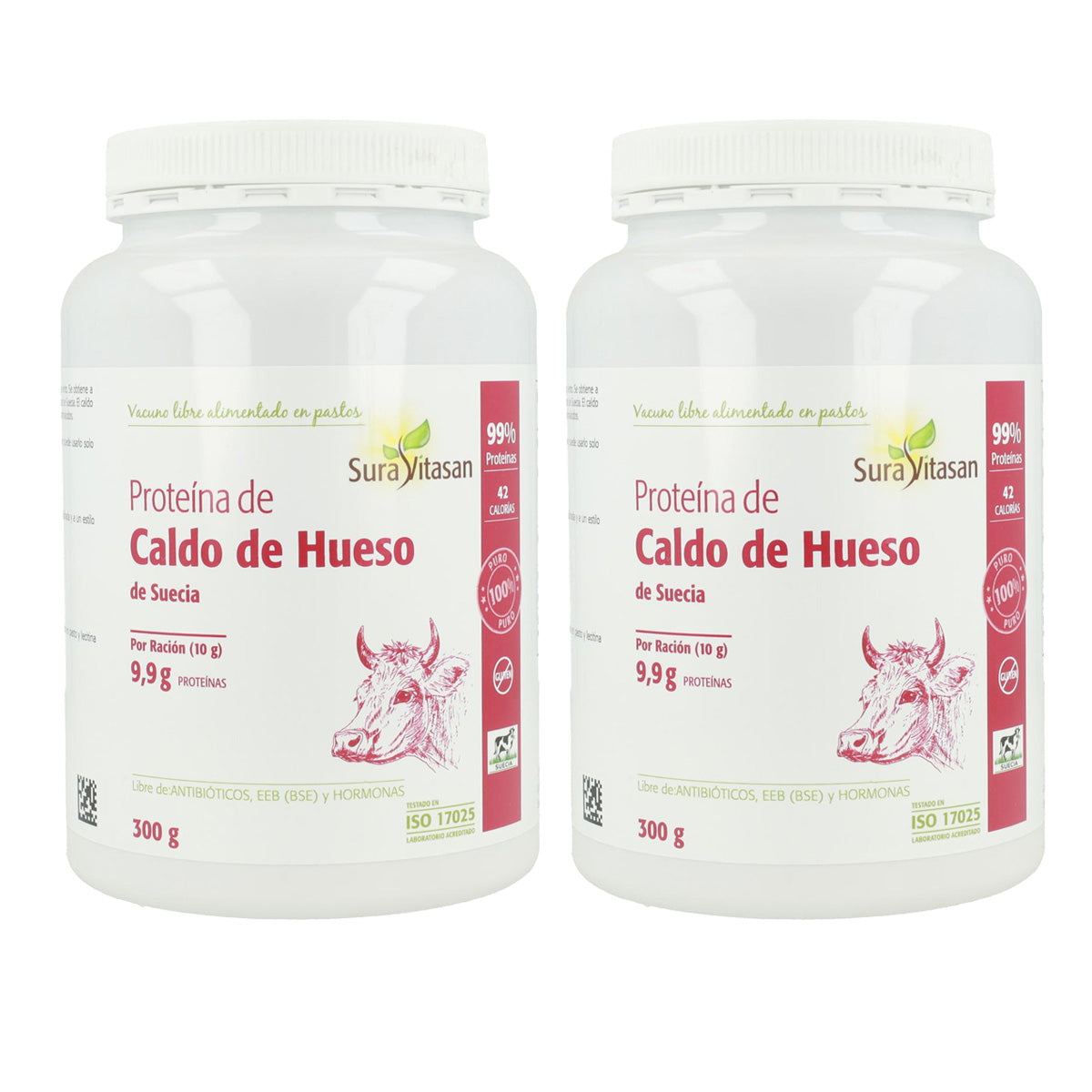 Pack 2x Protéines de bouillon d'os, Sura Vitasan, 300 g