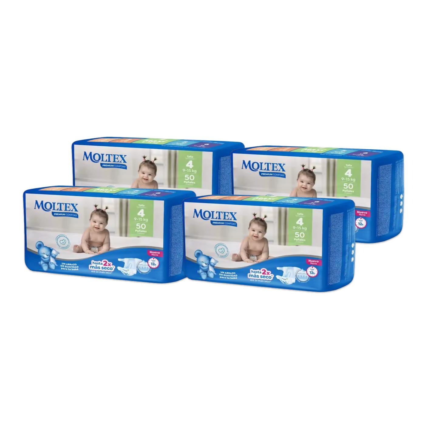 4-pack Moltex Premium Comfort T4-blöjor (9–15 kg) 50 st
